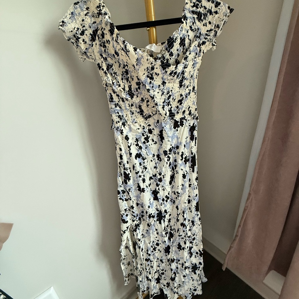 Astr Black and White Floral Midi Dress